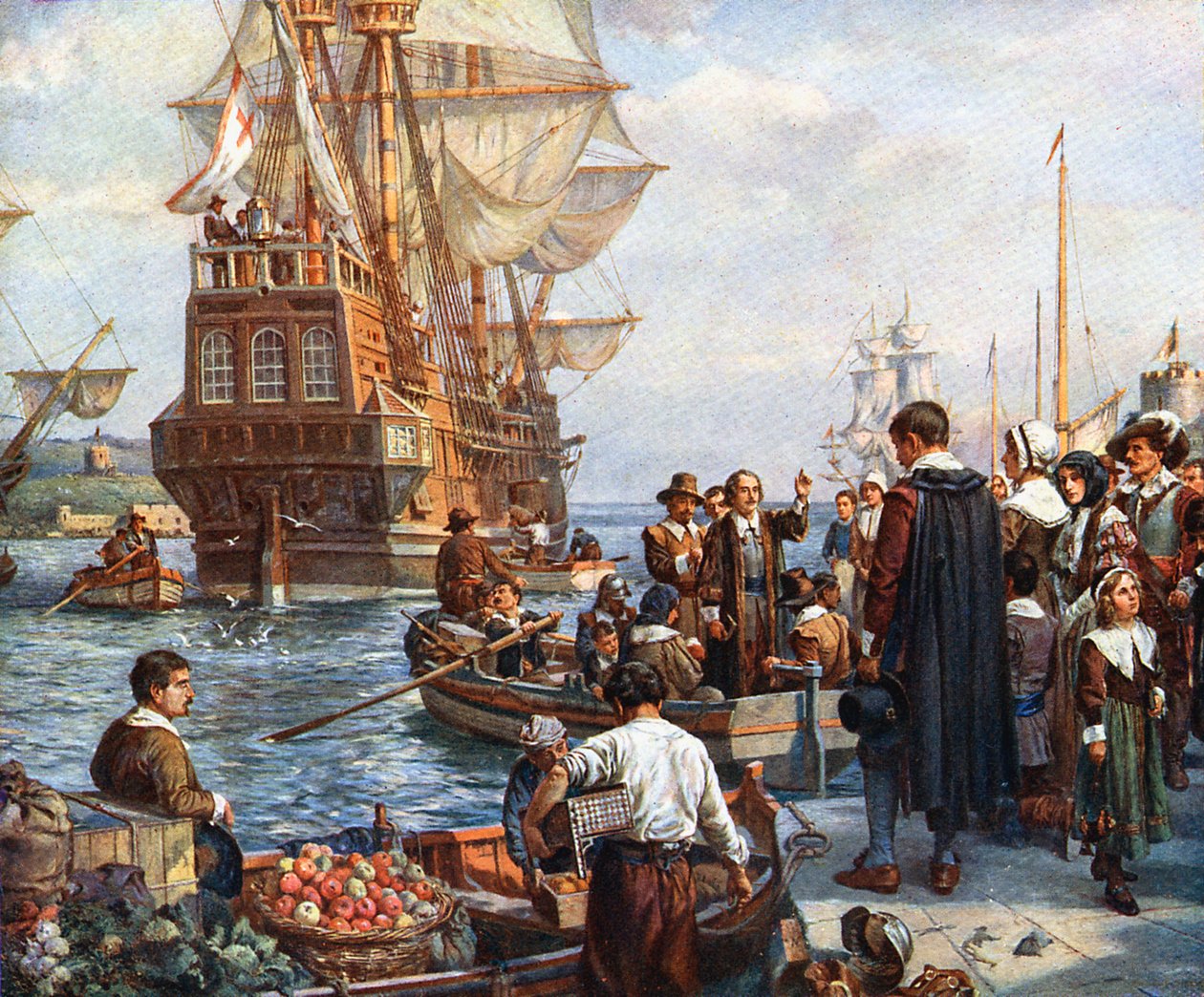 Pilgrim Fathers nalodění na Mayflower od Unbekannt