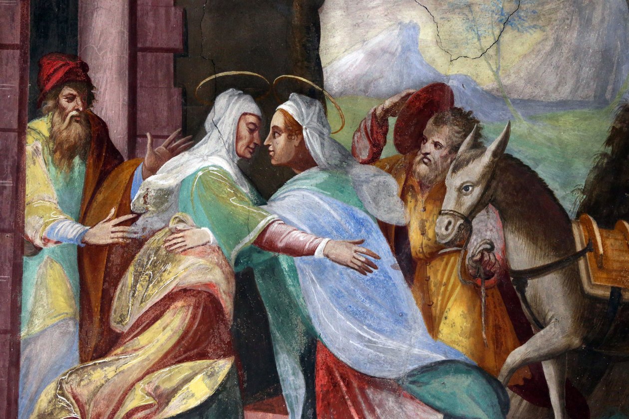 Poutní kostel Madonna del Sasso. Navštívení je návštěva Marie s Alžbětou, jak je zaznamenáno v Lukášově evangeliu, 20160508, Orselina, Švýcarsko od Unbekannt