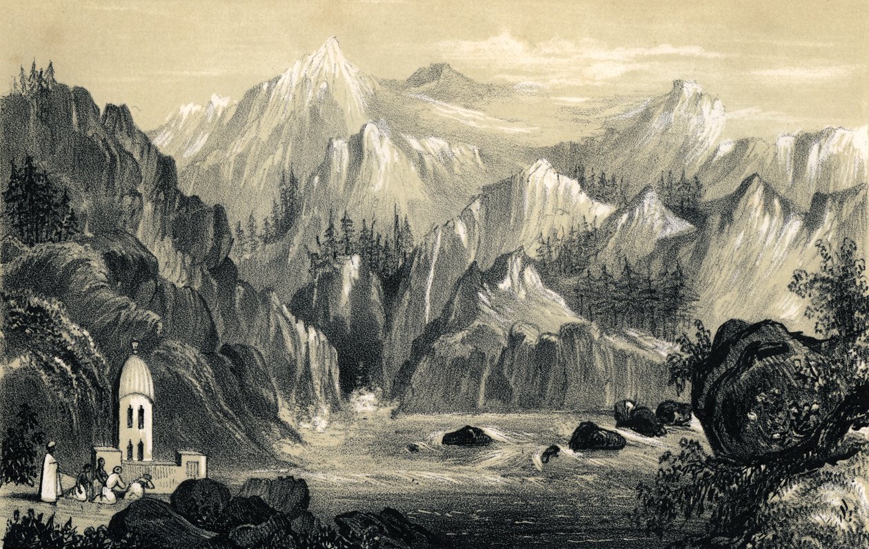 Poutníci u pramene Gangy, Indie, 1847 od Unbekannt