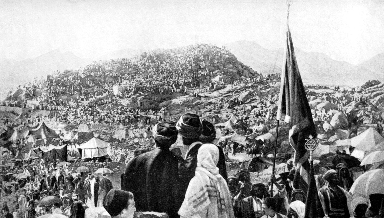 Poutníci provádějící Wukuf, hora Arafat, Saúdská Arábie, 1922 od Unbekannt