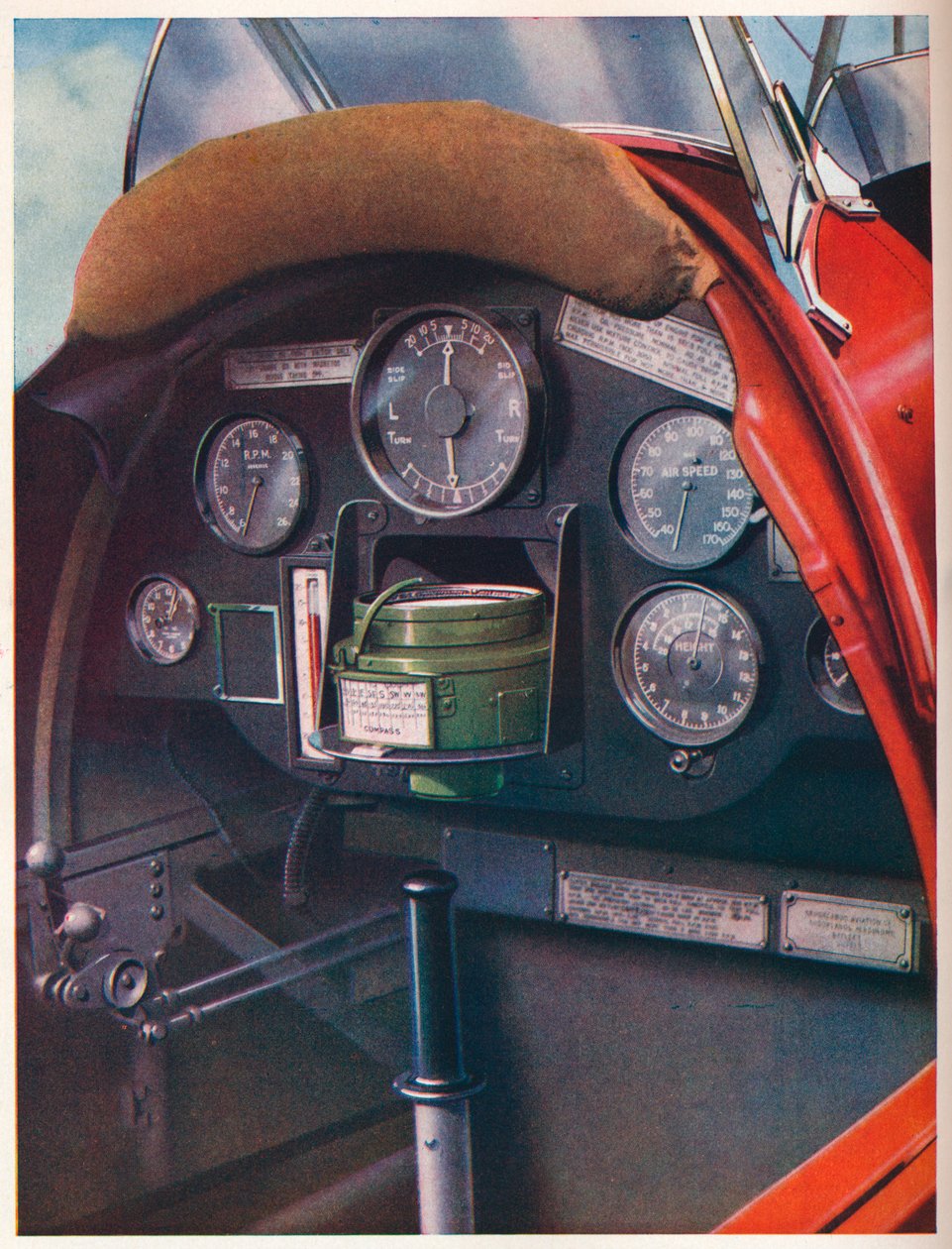 Pilotní kokpit Tiger Moth vybavený pro létání naslepo, c1936 c1937 od Unbekannt