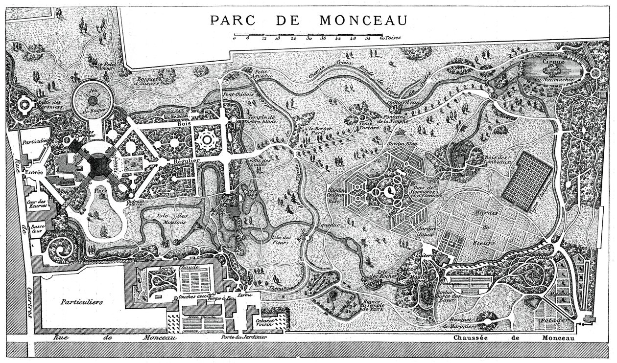 Plán parku Monceau, Paříž, 1778, 1885 od Unbekannt
