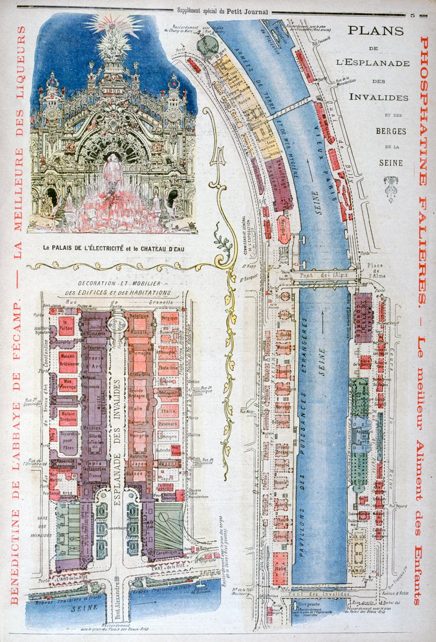 Plán pro Esplanade des Invalides, světová výstava z roku 1900, Paříž, 1900 od Unbekannt