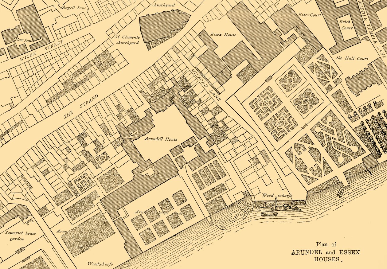 Plán Arundel a Essex Houses, 1881. od Unbekannt