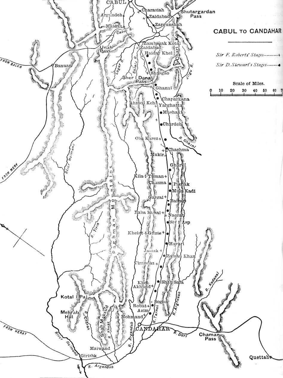 Plán pochodu generála Robertse z Kábulu do Kandaháru, c1880 od Unbekannt