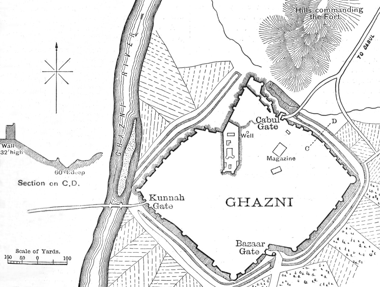 Plán Ghazni, 1880, c1880 od Unbekannt