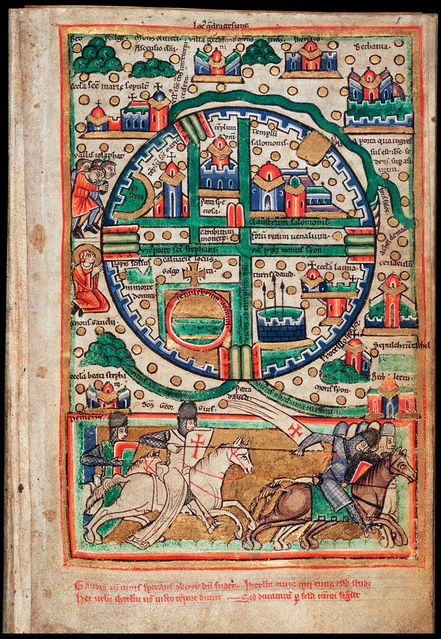 Plán Jeruzaléma. Fragment žaltáře, cca 1200 od Unbekannt