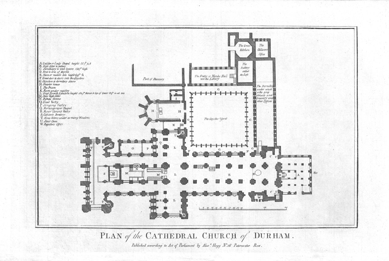 Plán katedrály Church of Durham., konec 18. století od Unbekannt