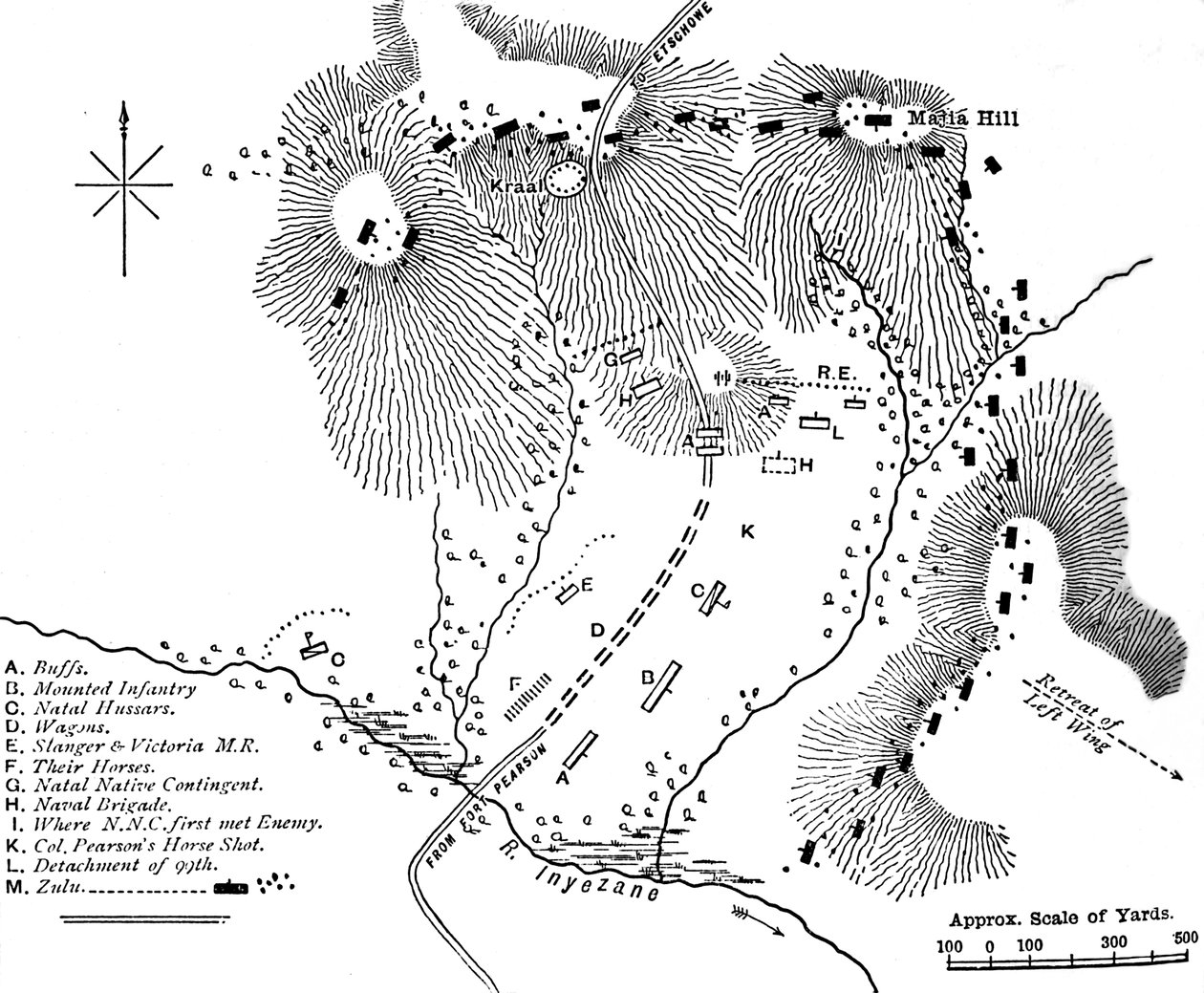 Plán boje u Inyezane, 22. ledna 1879, c1880 od Unbekannt