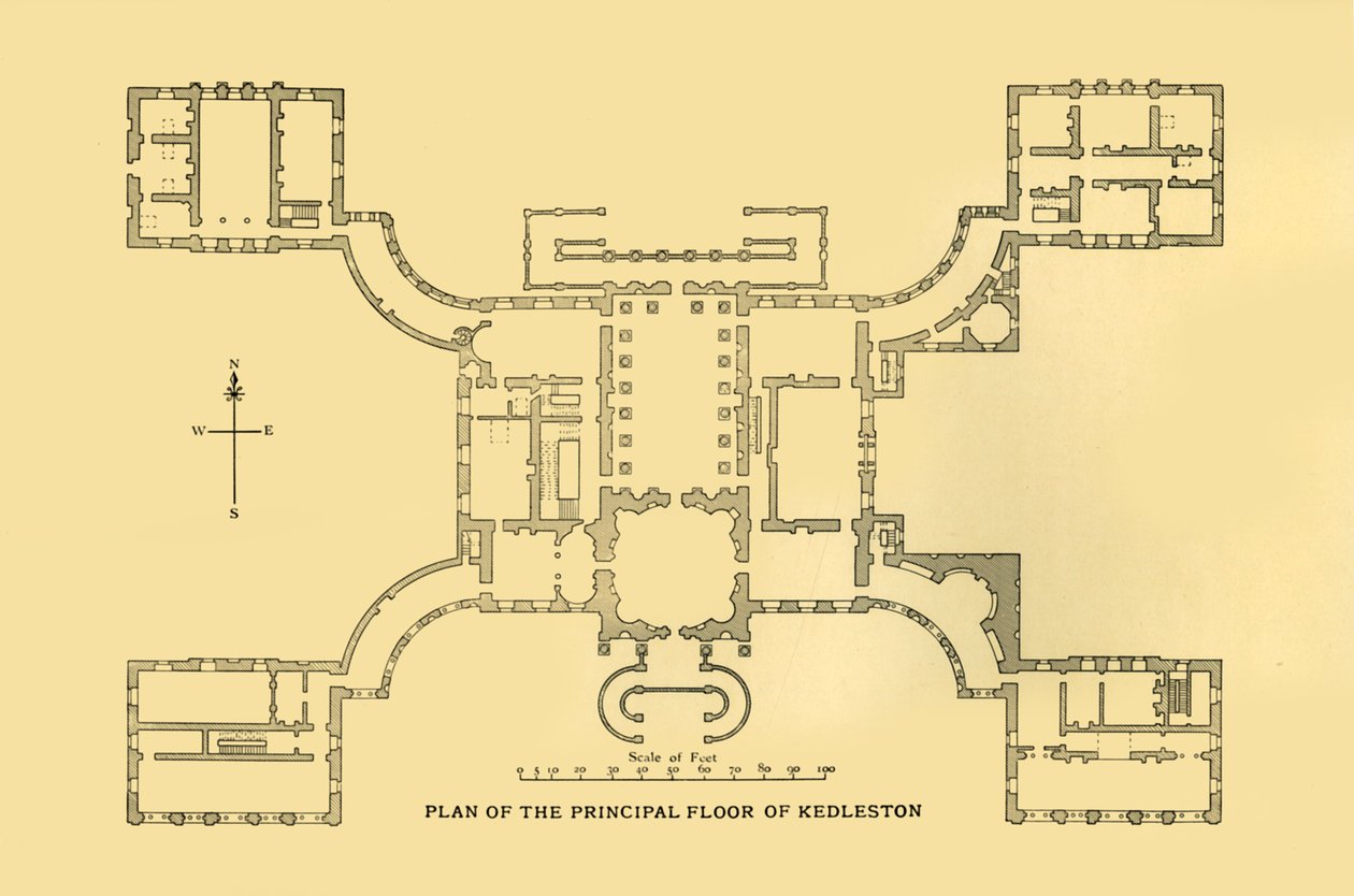 Plán hlavního patra Kedleston, 1925. od Unbekannt