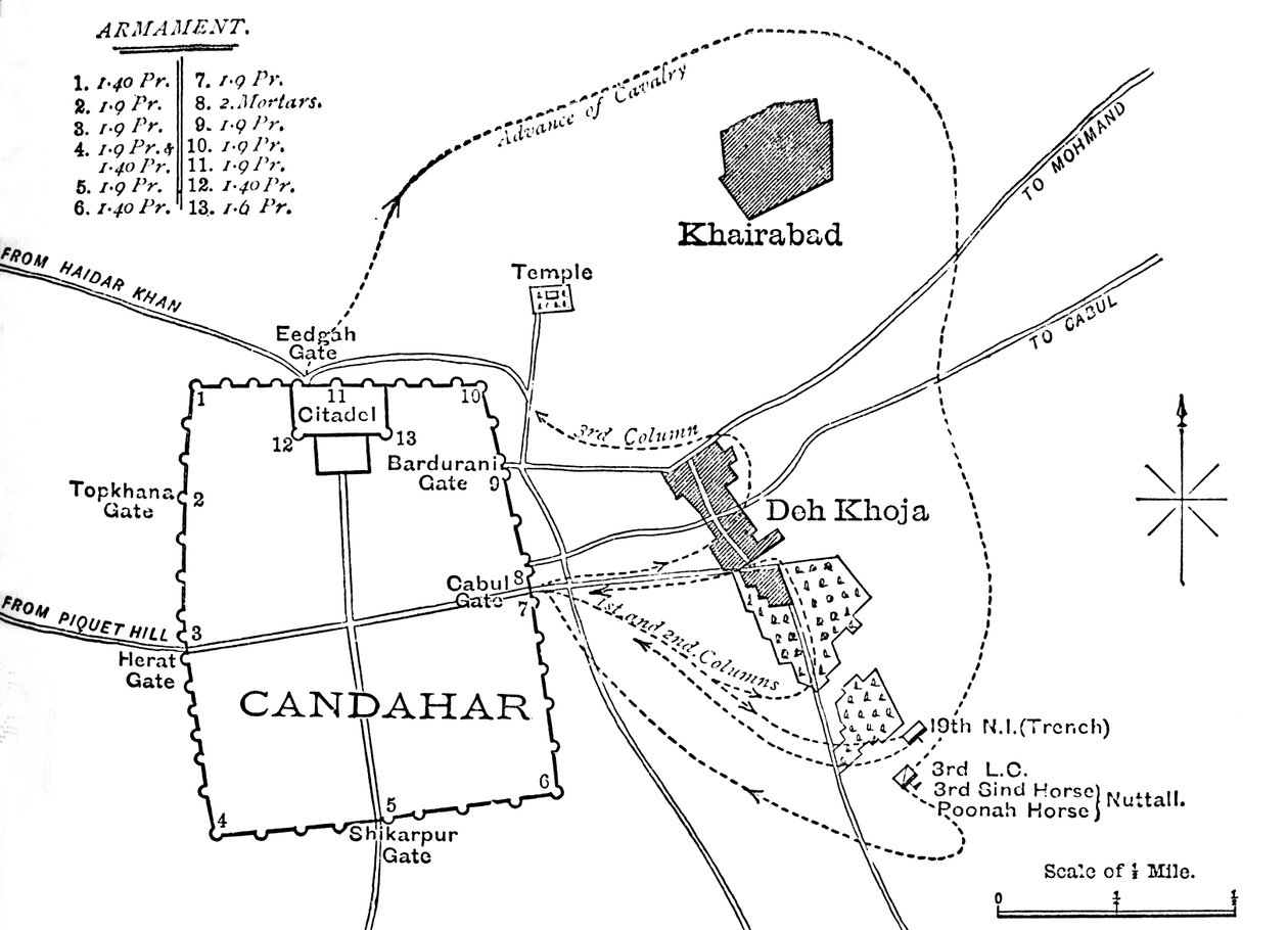 Plán Sortie z Candaharu, 16. srpna 1880, c1880 od Unbekannt