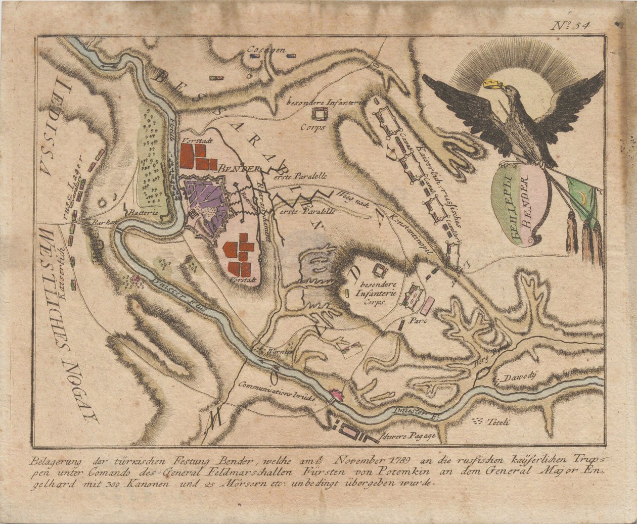 Plán obléhání turecké pevnosti Bender ruskou armádou v listopadu 1789, 1789. od Unbekannt
