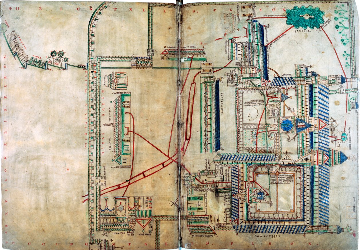 Plán vodovodního systému do Canterburské katedrály, c1150 od Unbekannt
