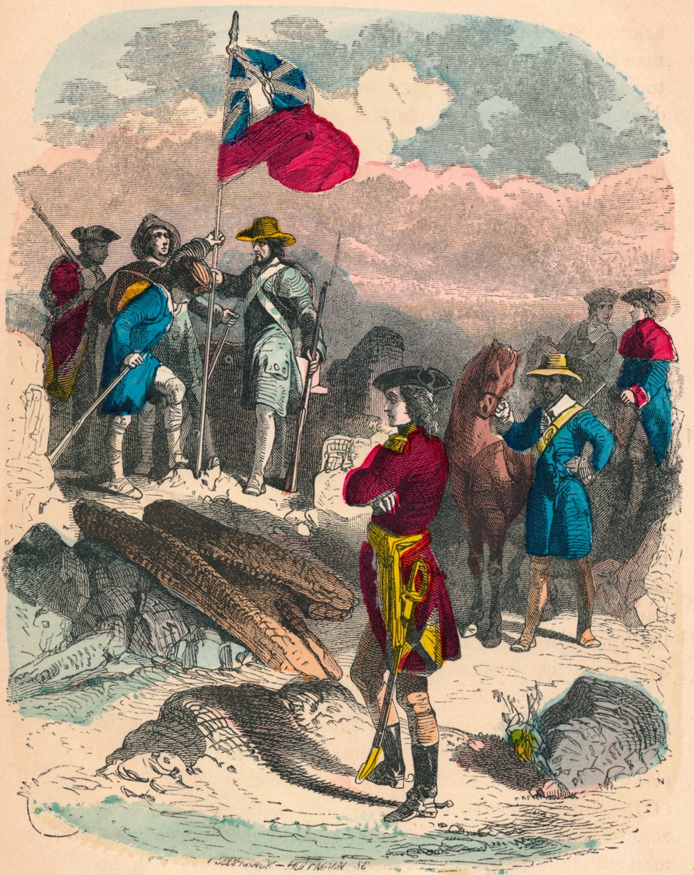 Zasazení královské vlajky na ruiny Fort Duquesne, 1758 od Unbekannt