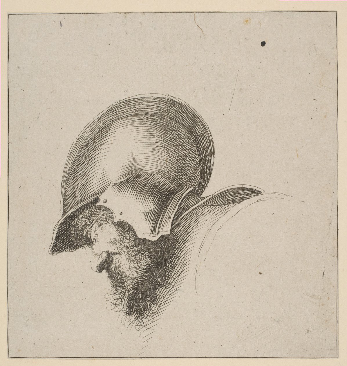 Deska 10: hlava vojáka, ze Základy kreslení I principii del disegno, po roce 1641. od Unbekannt