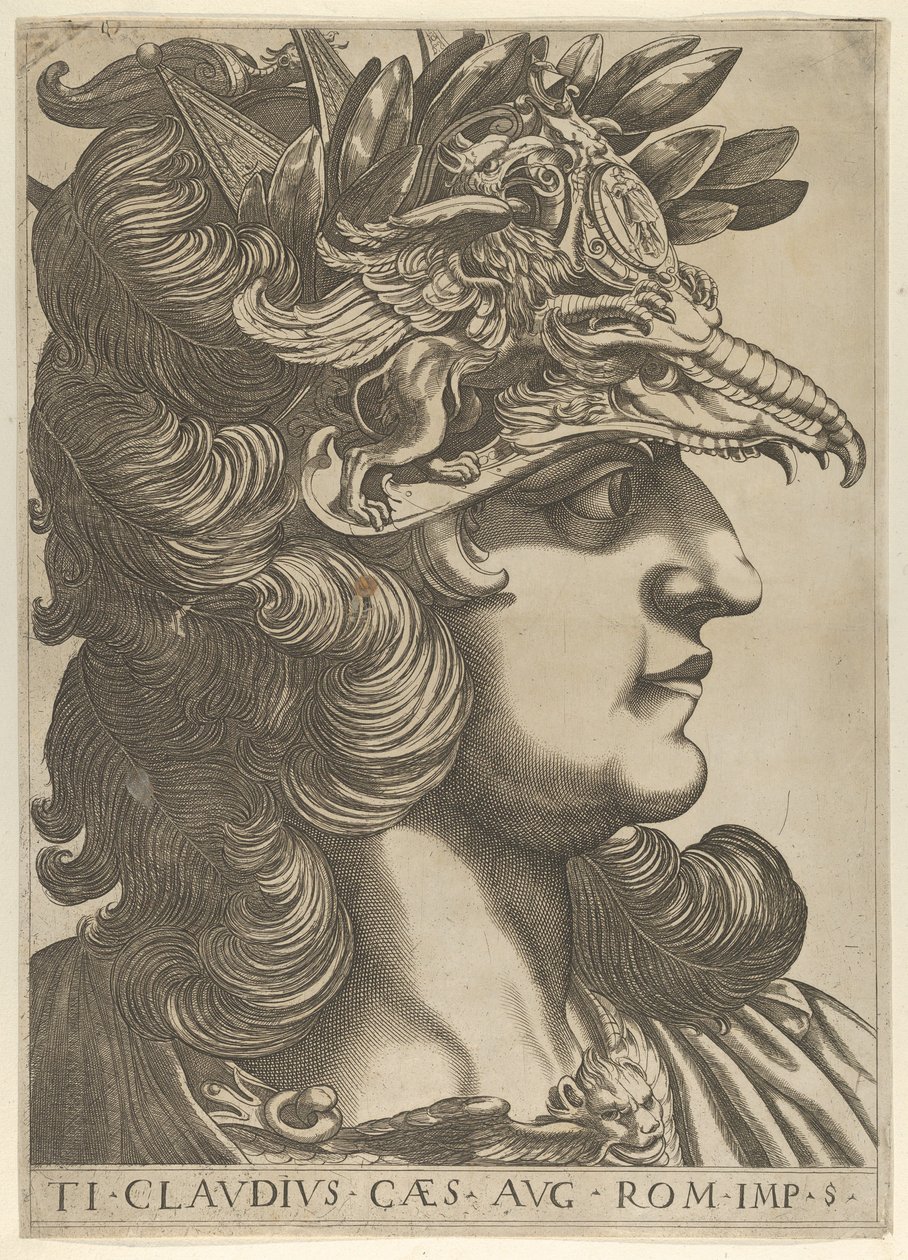 Deska 5: Tiberius Claudius z profilu vpravo, z „Dvanáct Caesarů“, 1610-40. od Unbekannt