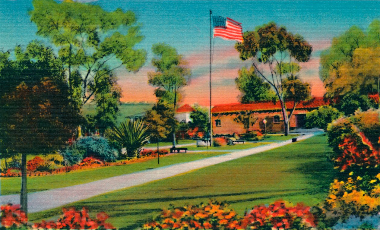 Plaza, kde byla v roce 1846 vztyčena první americká vlajka v Kalifornii. San Diego, Kalifornie, c194 od Unbekannt