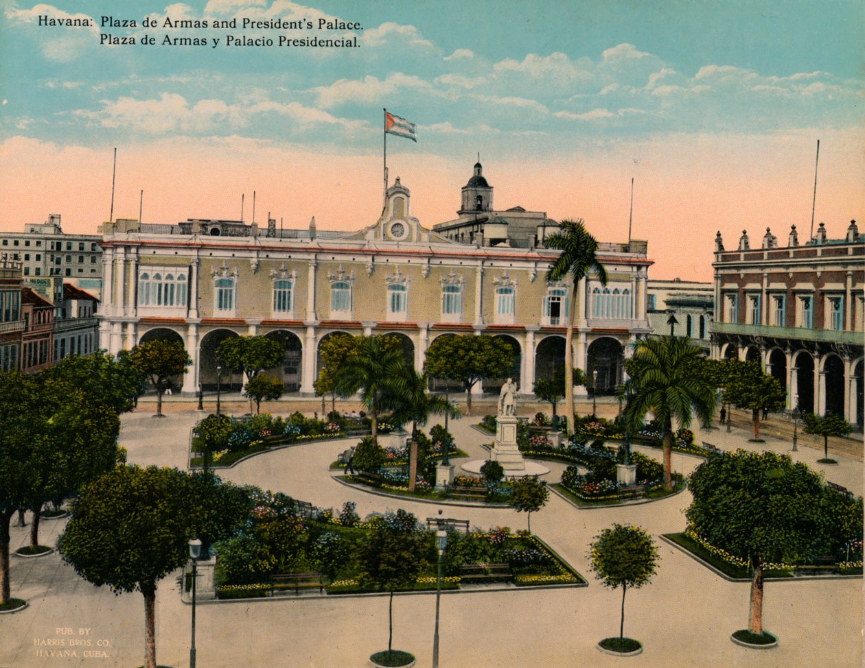 Plaza de Armas a prezidentský palác, Havana, Kuba, c1920. od Unbekannt
