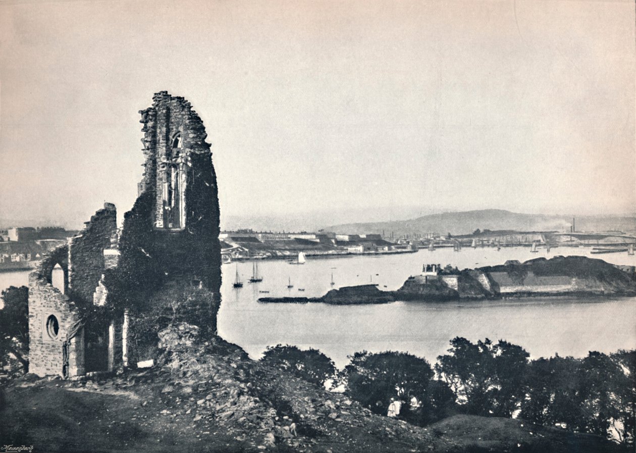 Plymouth - Drakes Island, z Mount Edgcumbe, 1895 od Unbekannt