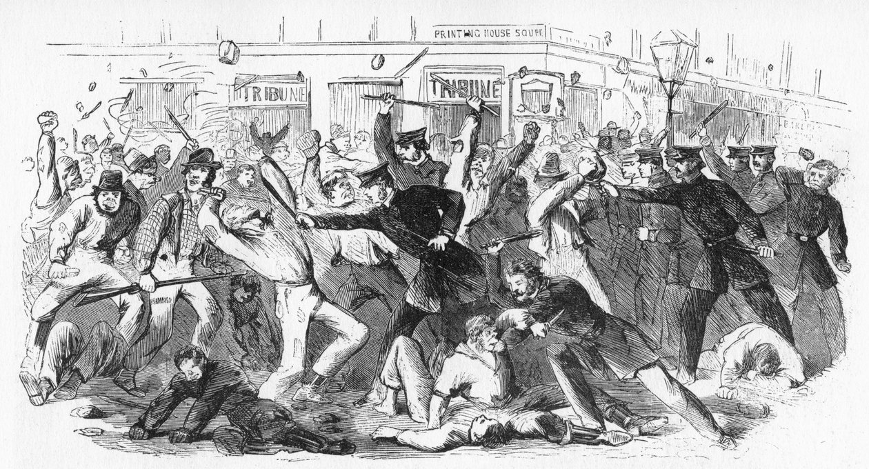 Policie obvinila výtržníky v Tribune Office, c1860s od Unbekannt