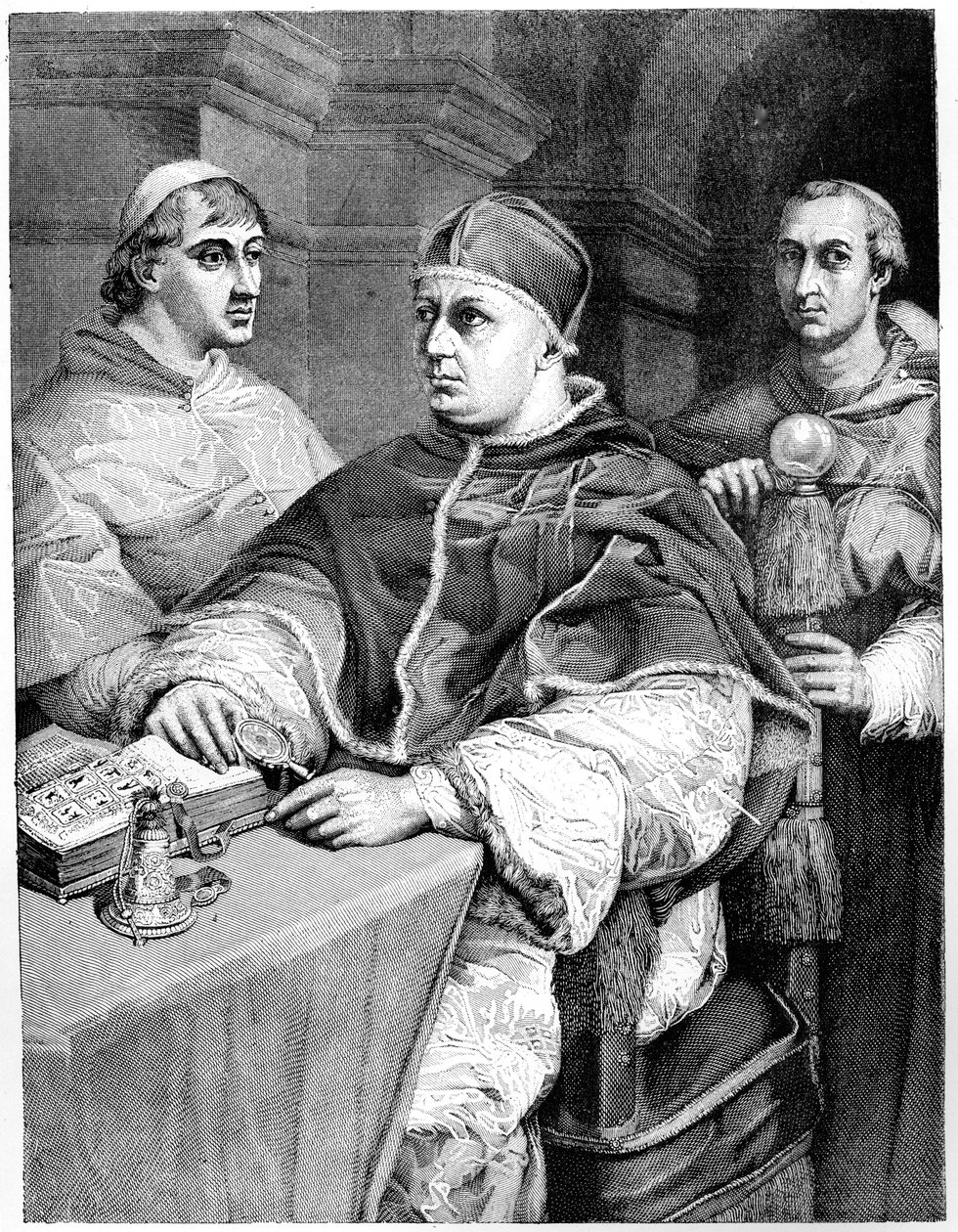Papež Leo X, Giulio de Medici budoucí papež Klement VII a kardinál de Rossi, 1882 od Unbekannt