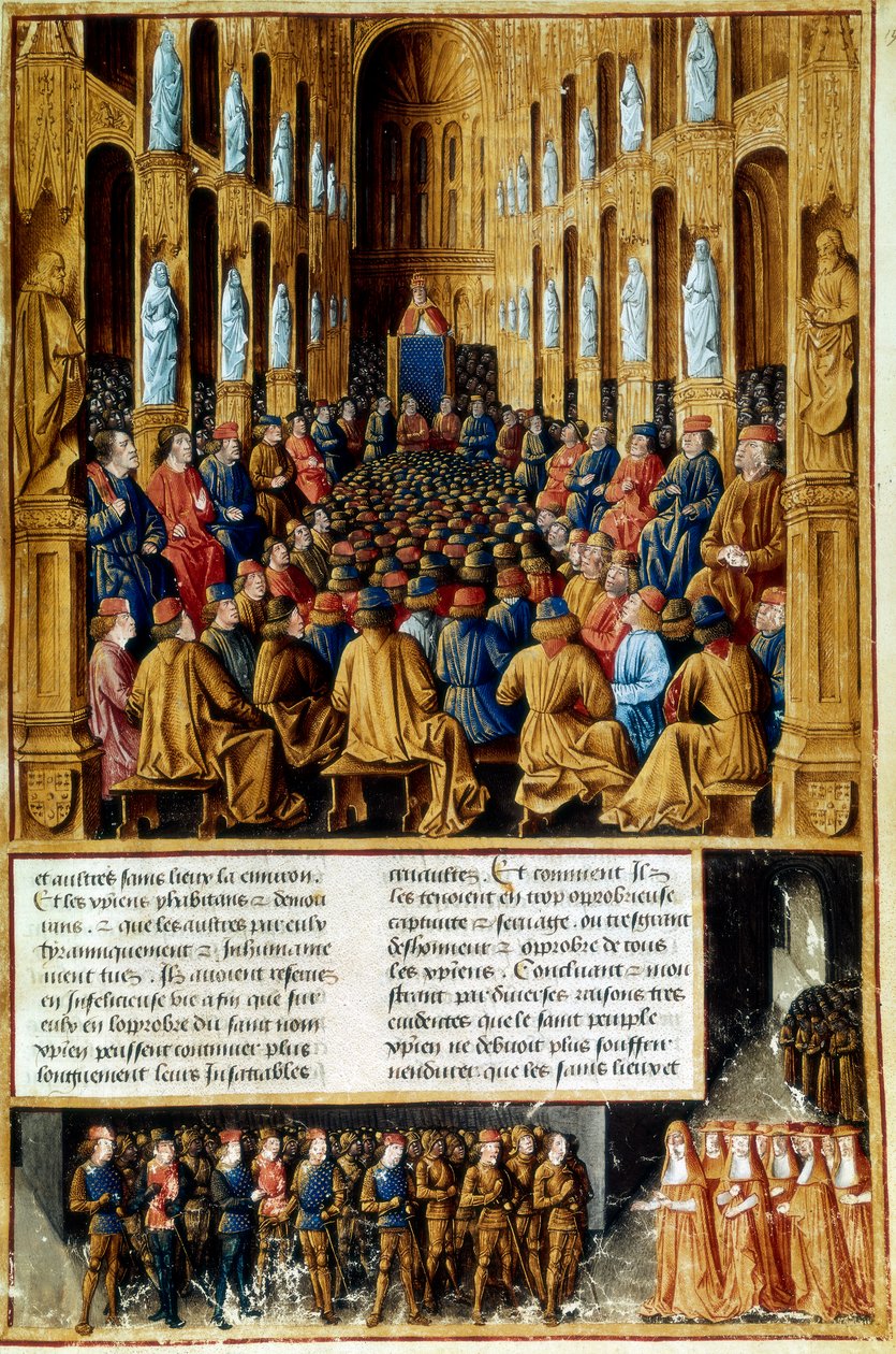 Papež Urban II předsedající koncilu v Clermontu, Francie, 1095 c1490 od Unbekannt