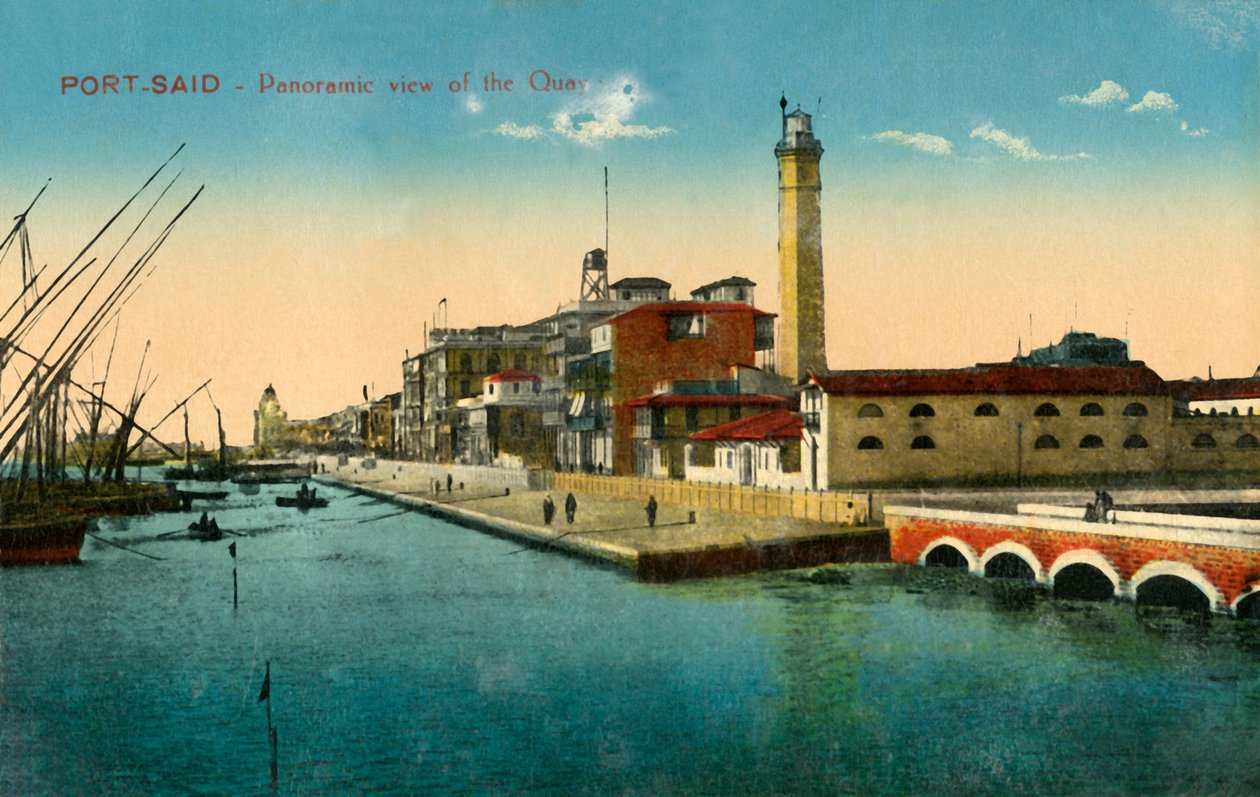 Port-Said - Panoramatický výhled na nábřeží, c1918-c1939. od Unbekannt