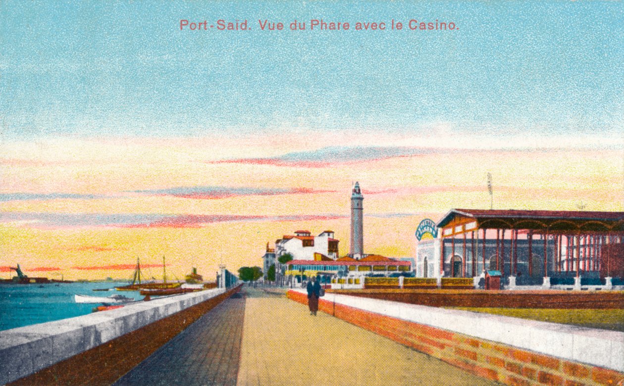 Port Said. Pohled na maják s kasinem, c1900 od Unbekannt