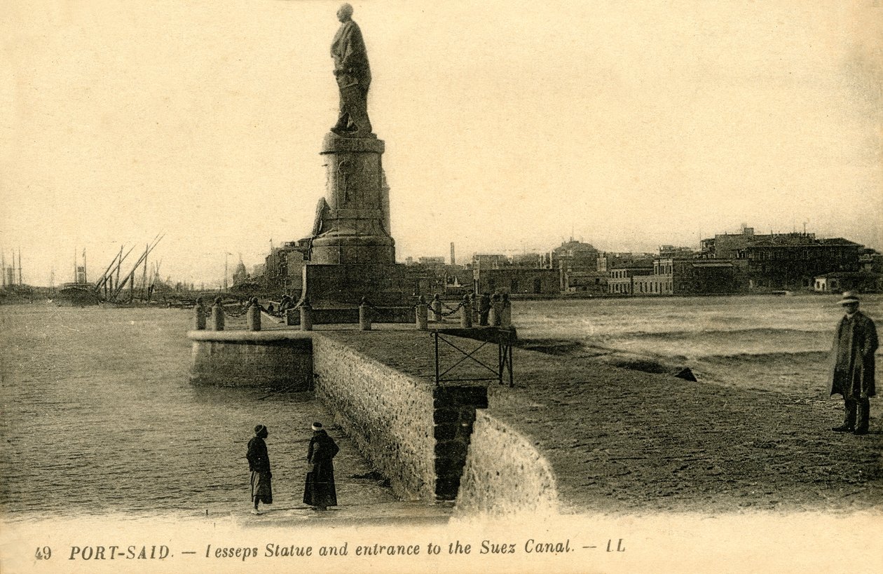 Port Said. - Socha Lesseps a vstup do Suezského průplavu - LL., c1918-c1939. od Unbekannt