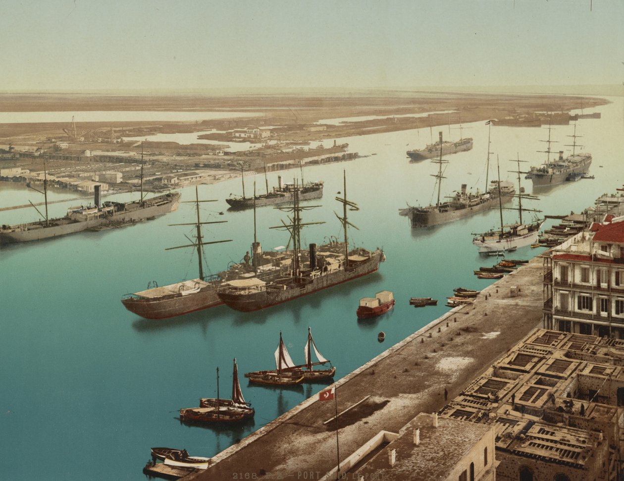 Port Said, Suez, cca 1900 (barevné fotochromatické) od Unbekannt