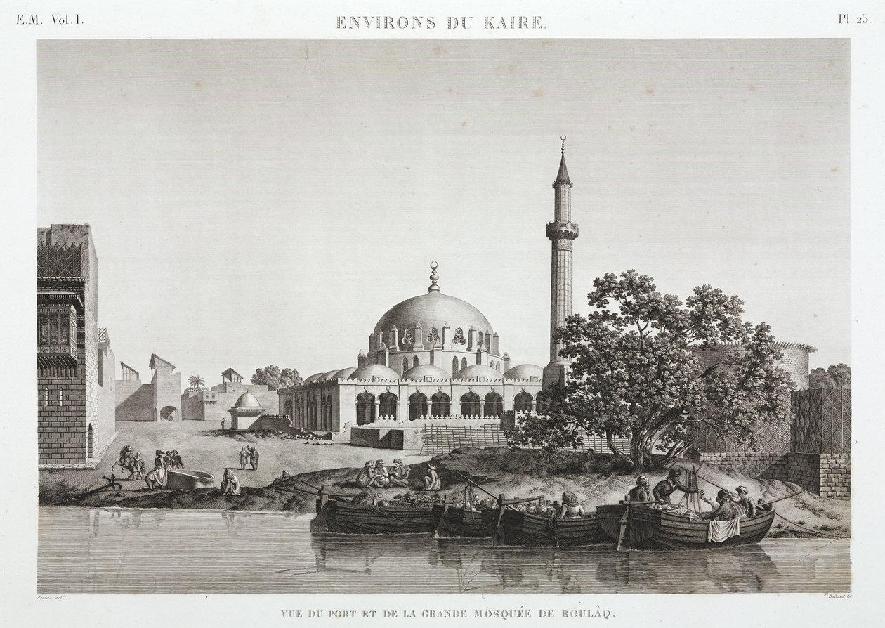 Přístav a Velká mešita Boulaq, Káhira, Egypt, c 1798 od Unbekannt