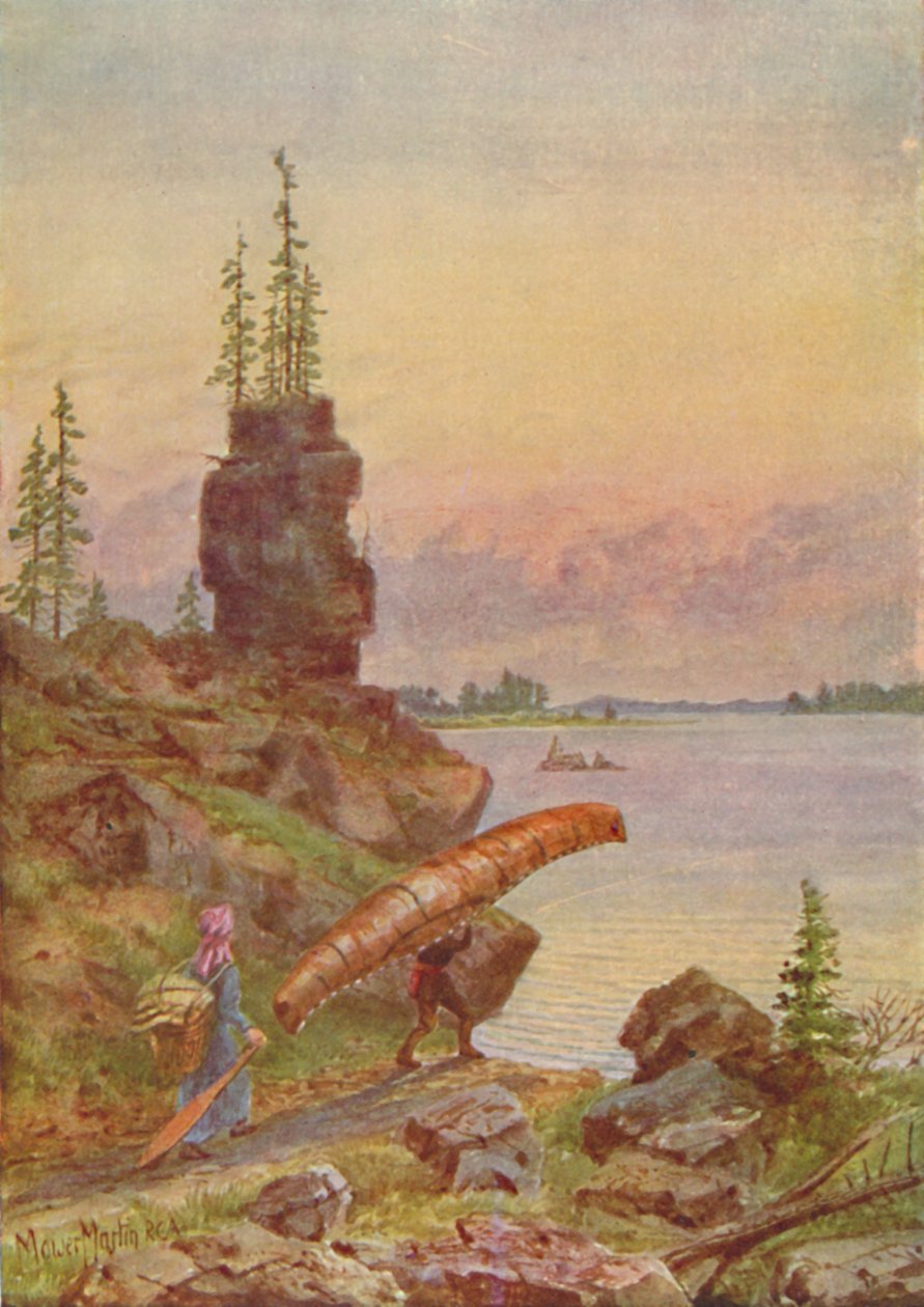 Portage a kánoe z březové kůry, 1924 od Unbekannt