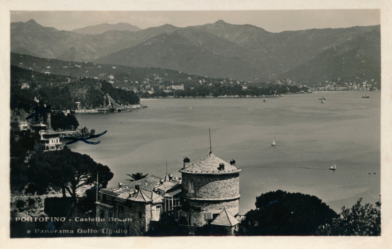 Portofino - Castello Brown a panorama zálivu Tigullio, c1900. od Unbekannt