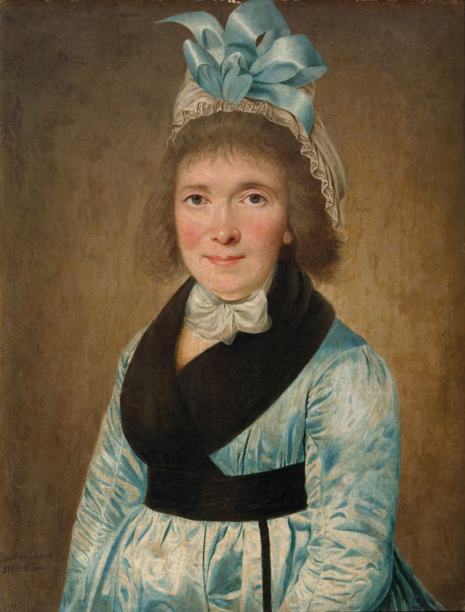 Portrét ženy v modrých šatech, 1799 od Unbekannt