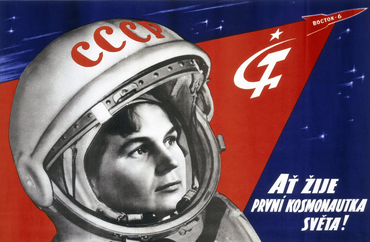 Portrét ruské kosmonautky Valentiny Vladimirovny Těreškovové (nar. 1937), první ženy ve vesmíru 16. června 1963 od Unbekannt