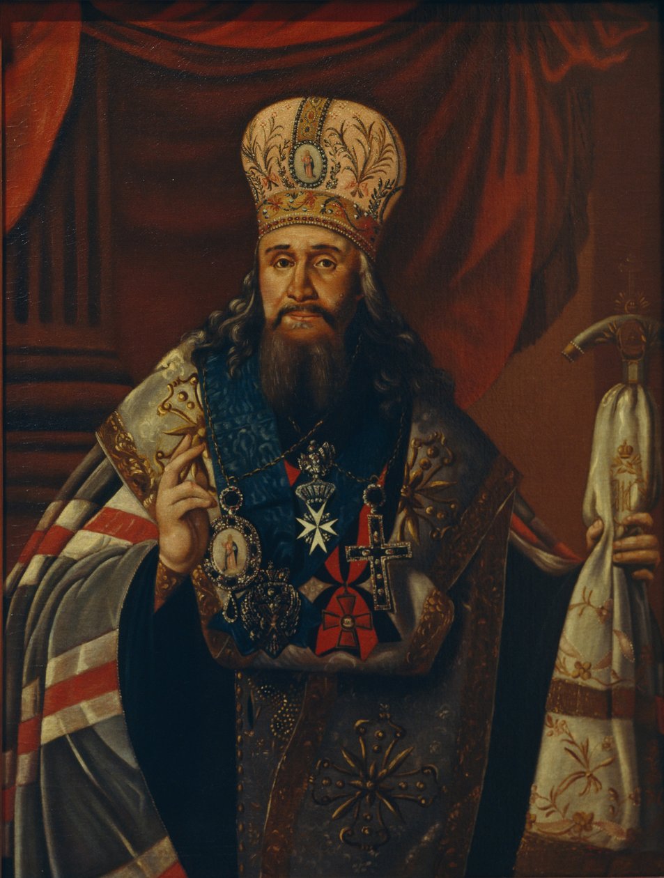 Portrét Ambrosia Podobedova, metropolity Novgorodu a Petrohradu 1742-1818, 1813 od Unbekannt
