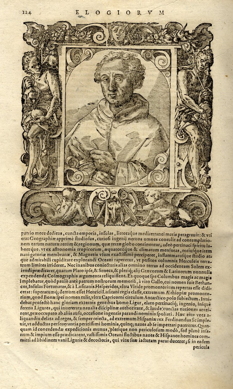 Portrét Kryštofa Kolumba. Z Elogia virorum bellica virtute illustrium od Paola Giovio, od Unbekannt