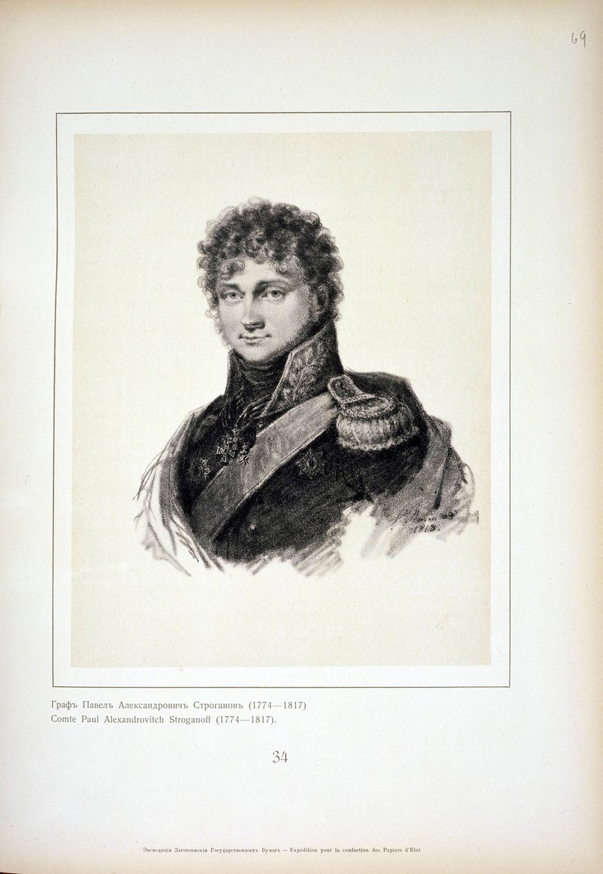 Portrét hraběte Pavla Alexandroviče Stroganova 1774-1817, 1818 od Unbekannt