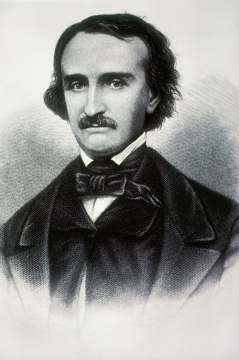 Portrét Edgara Allana Poea (1809-1849), amerického spisovatele. Rytina 19. století. od Unbekannt