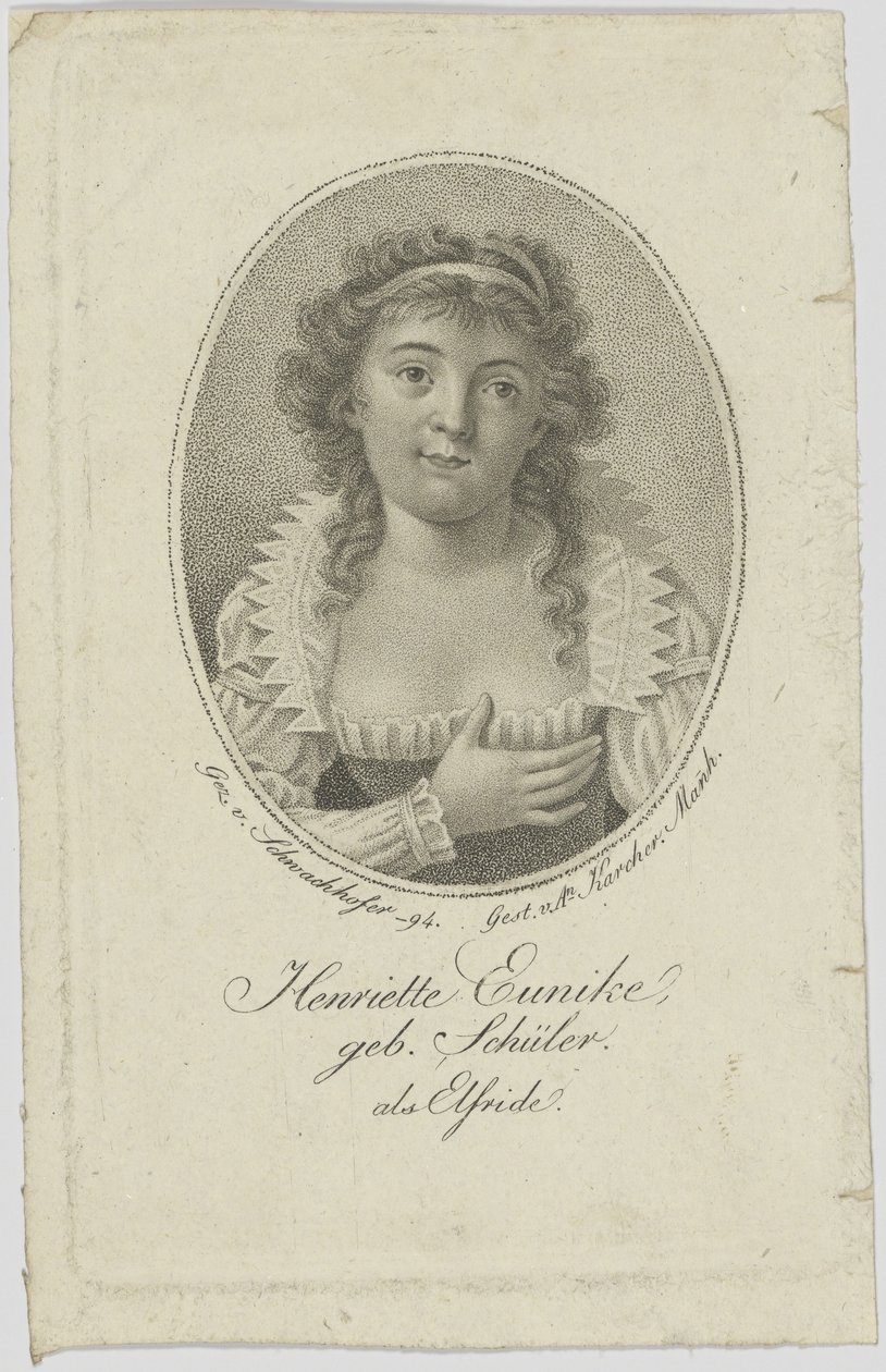 Portrét Henriette Hendel-Schütz, rozené Schüler 1772-1849 jako Elfride, 1794. od Unbekannt