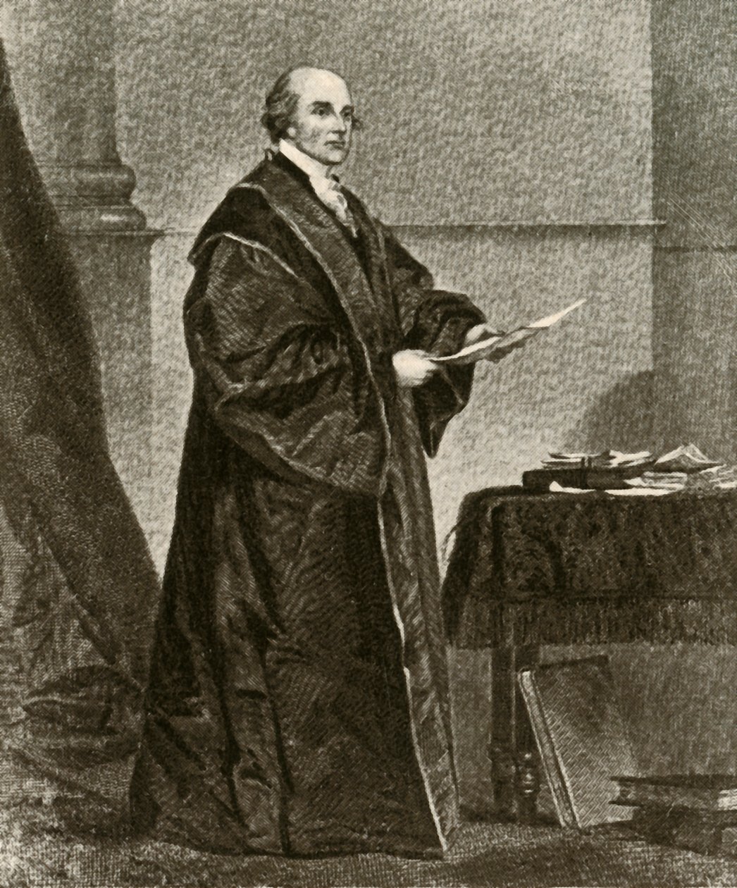 Portrét Johna Jaye v jeho hábitu jako prvního hlavního soudce Spojených států, c1780, 1937. od Unbekannt