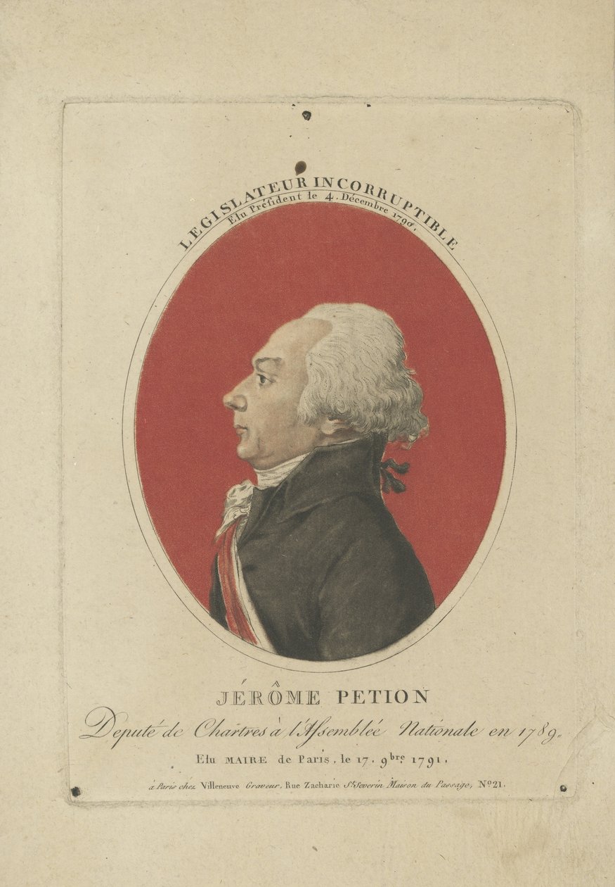 Portrét Jérôma Pétiona de Villeneuve 1756-1794, c. 1800. od Unbekannt