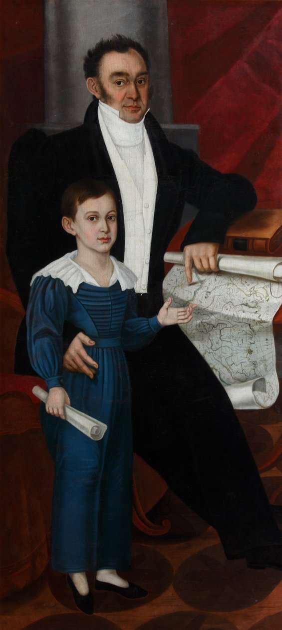 Portrét Konstantina Rogala-Levitského se synem Philippem, c. 1830 od Unbekannt