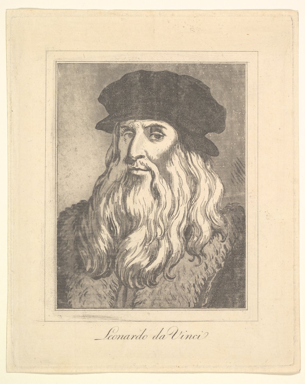 Portrét Leonarda da Vinci z Characaturas od Leonarda da Vinciho, z Drawings by Wi..., 1786. od Unbekannt