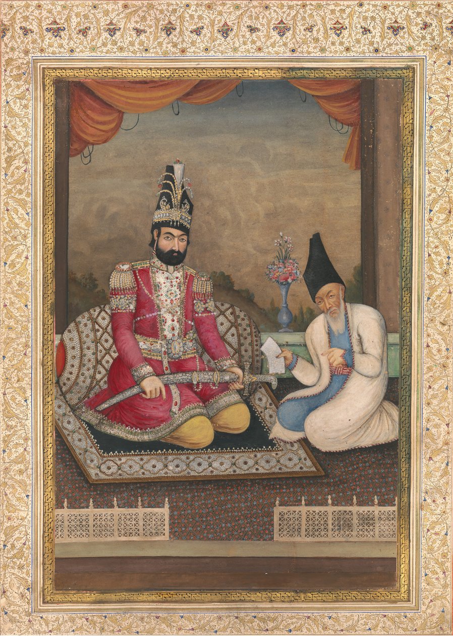 Portrét Muhammada Shah Qajar a jeho vezíra Haj Mirza Aghasi, druhá čtvrtina 19. století. od Unbekannt