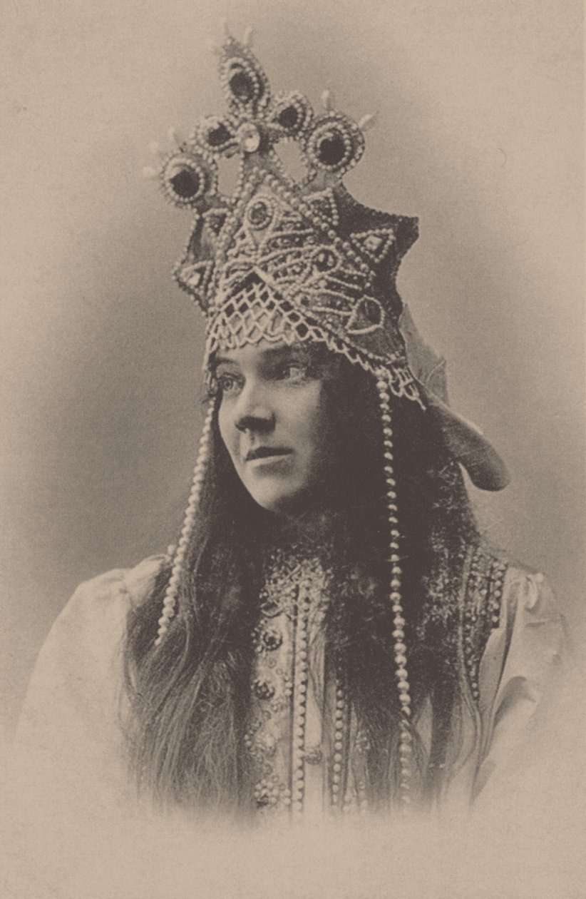 Portrét Naděždy Ivanovny Zabela-Vrubel 1868-1913 s Marfou v opeře Carova nevěsta, 1899 od Unbekannt
