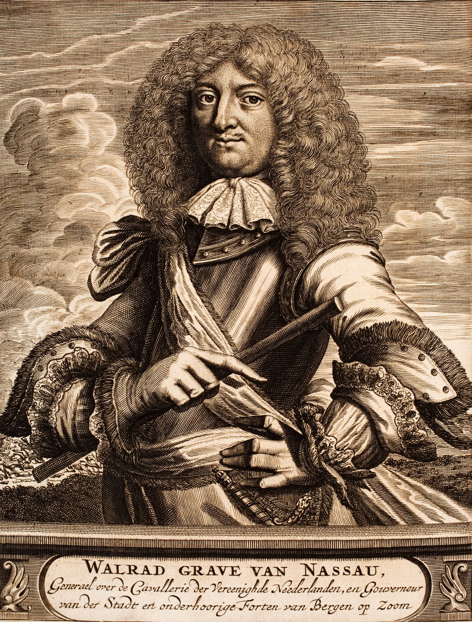 Portrét prince Walrada z Nassau-Usingenu 1635-1702 Od: Scéna války, 1675. od Unbekannt