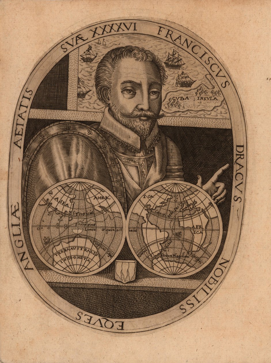 Portrét sira Francise Drakea, 1596. od Unbekannt
