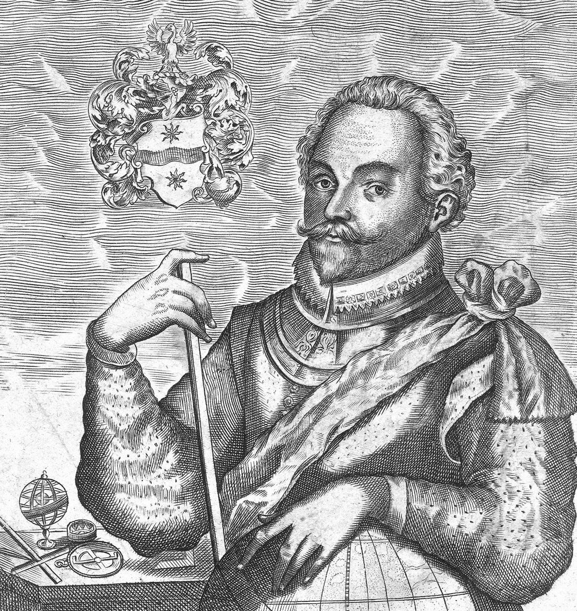Portrét sira Francise Drakea. Frontispis z The World Encompassed, 1628 od Unbekannt
