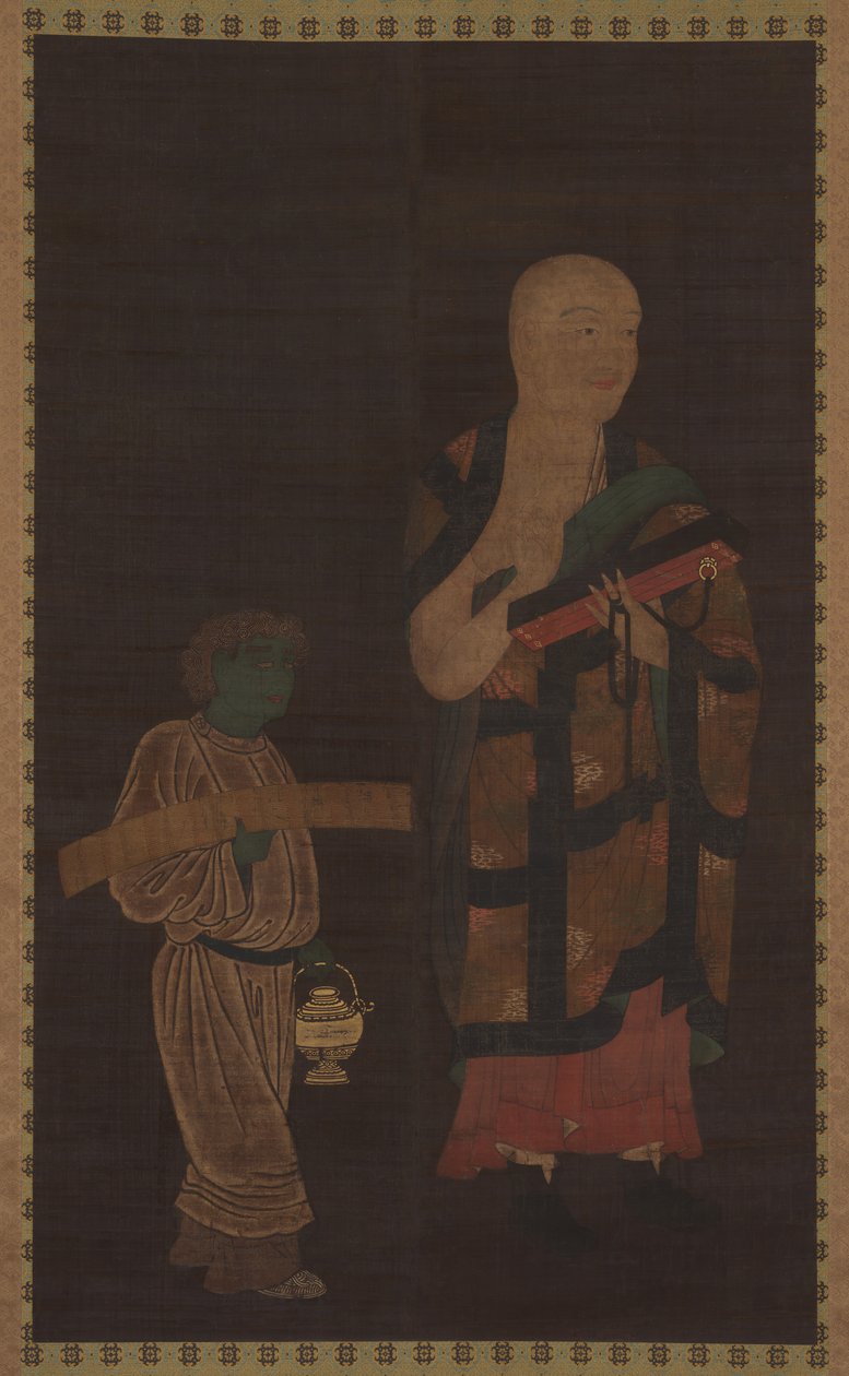 Portrét Xuanzang Genjo s Attendantem, 14. století. od Unbekannt